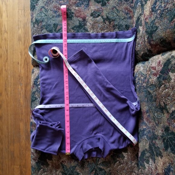 Purple, cotton, mock neck top, sleeves, vintage 90s, Karen Scott, with holes - Picture 7 of 9